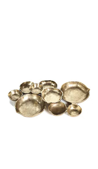 Cluster Of Nine Round Serving Bowls in Dark Gold | Revolve Clothing (Global)