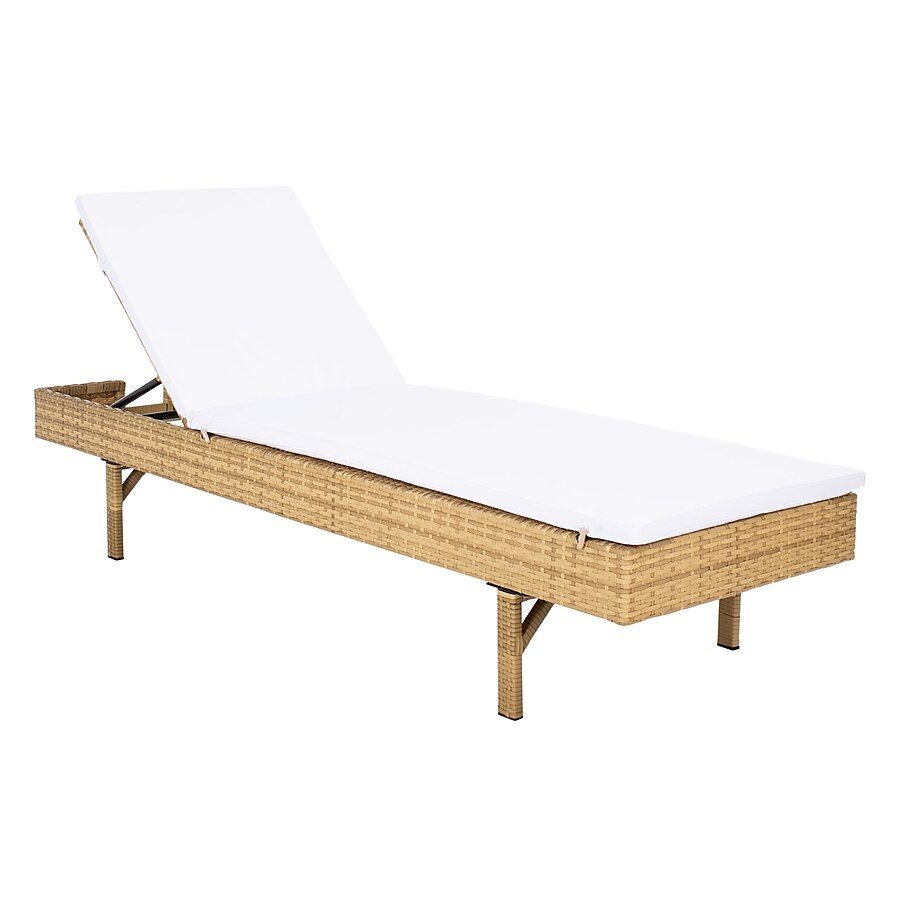 Safavieh Cam Wicker Natural Metal Frame Stationary Chaise Lounge Chair with Off-white Cushioned S... | Lowe's
