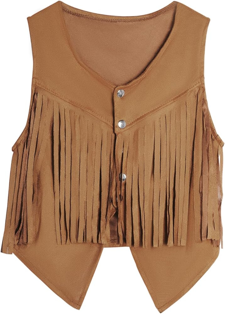 Pistha Women Tassel Vest 70s Hippie Sleeveless Faux Suede Rivets Fringe Vest Waistcoat Jacket Cow... | Amazon (US)