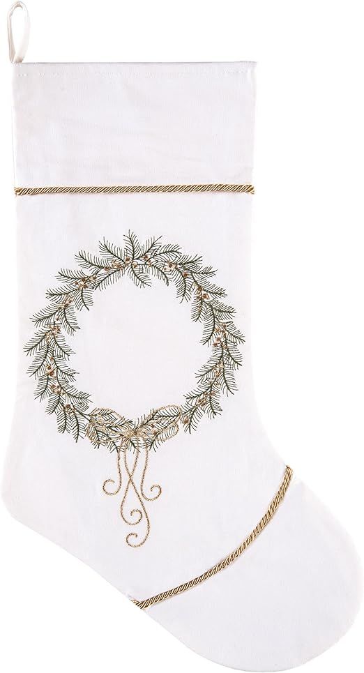 C&F Home Golden Greenery Embroidered Christmas Stocking Stocking Off White Ivory Cream | Amazon (US)