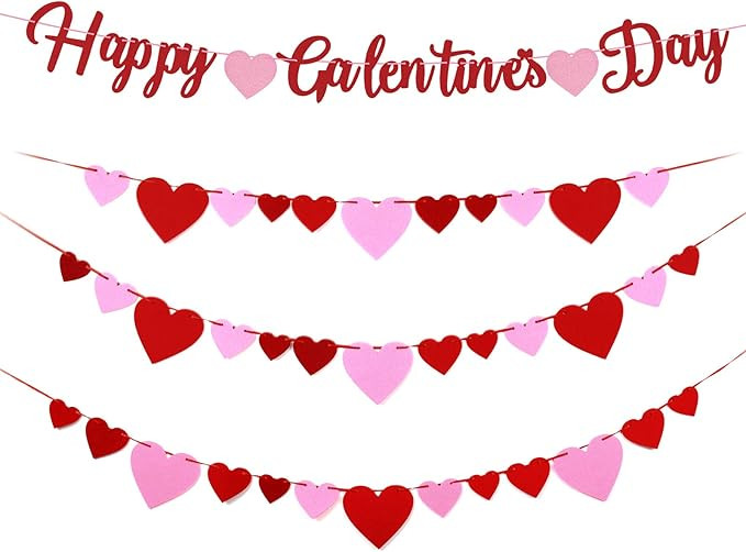 Galentine's Day Banner, Happy Galentines Day Garland Sign, Pink Red Heart Banners Decor Decoratio... | Amazon (US)