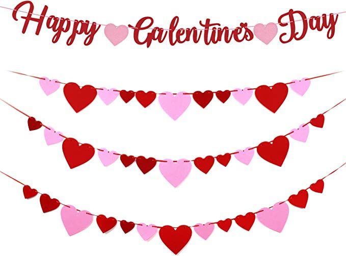 Galentine's Day Banner, Happy Galentines Day Garland Sign, Pink Red Heart Banners Decor Decoratio... | Amazon (US)