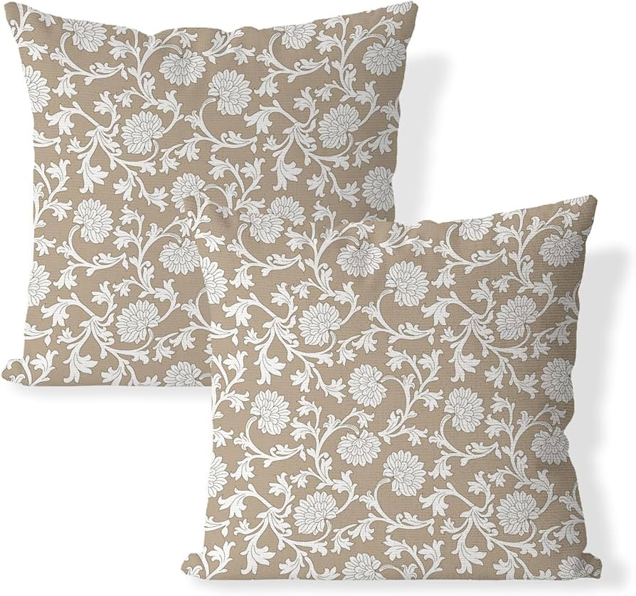 Floral Pillow Covers 18x18 set of 2 Saemless Flowers Throw Pillow Cases Decorations Square Cushio... | Amazon (US)