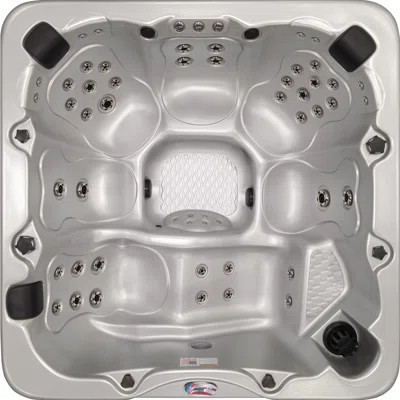 American Spas 6-Person 56-Jet Acrylic Square Hot Tub with Ozonator and Built-In Speaker in Smoke | Wayfair North America