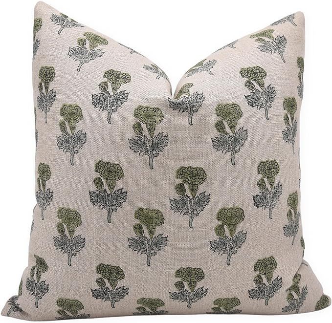 Fabritual Thick Linen Throw Pillow Cover, Outdoor Pillow with Handblock Print, Decorative Handmad... | Amazon (US)