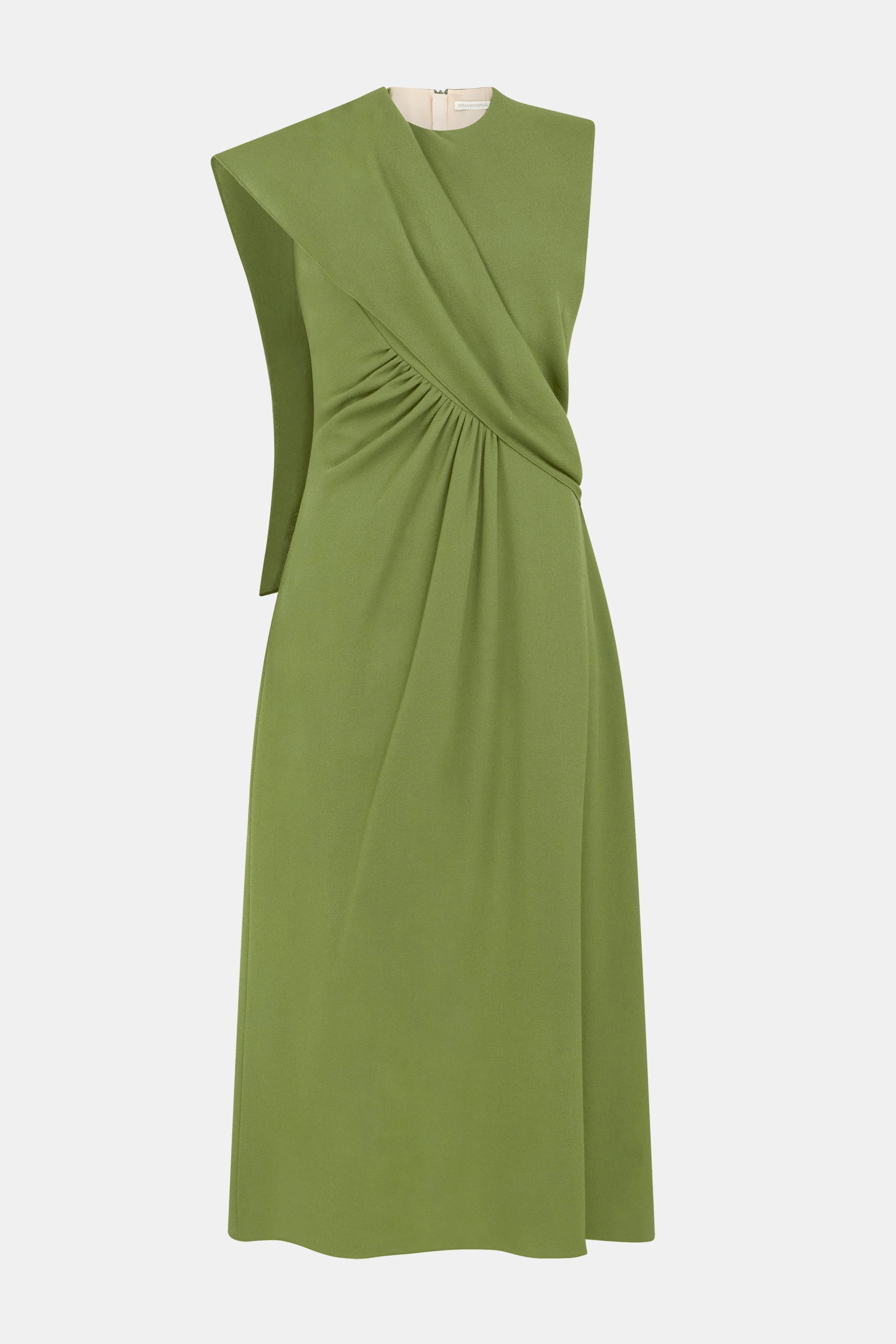Tidus Dress In Olive Single Wool Crepe | Emilia Wickstead
