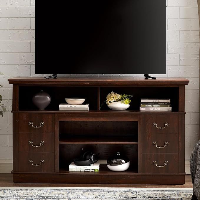 LETESA Traditional Classic Media TV Stand for TV up to 65”, Retro Wooden TV Console with Open a... | Amazon (US)