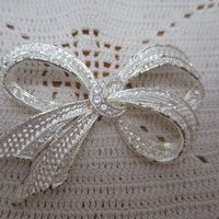 Vintage Silver Tone Roman Bow Brooch Crystal Costume Jewelry | Etsy (US)