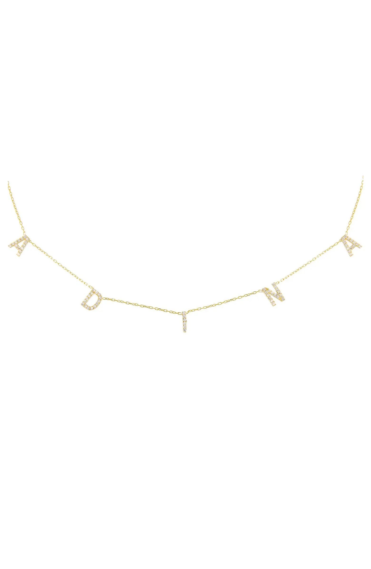 Adina's Jewels Personalized Pavé Block Name Station Necklace | Nordstrom | Nordstrom