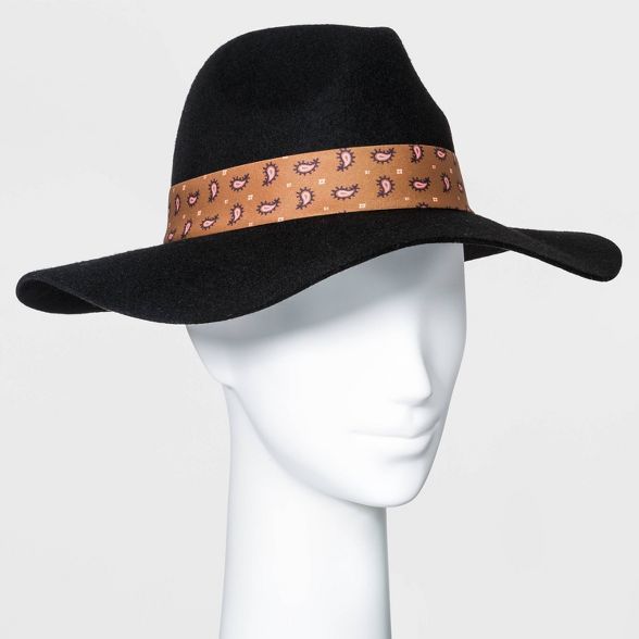 Women's Wide Brim Fedora Hat with Scarf Band - A New Day™ | Target