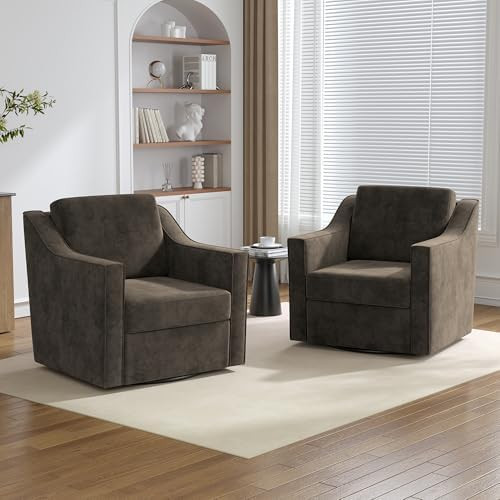 Swivel Accent Chairs Set of 2, 360° Swivel Upholstered Club Armchairs for Living Room, Comfy Sin... | Amazon (US)