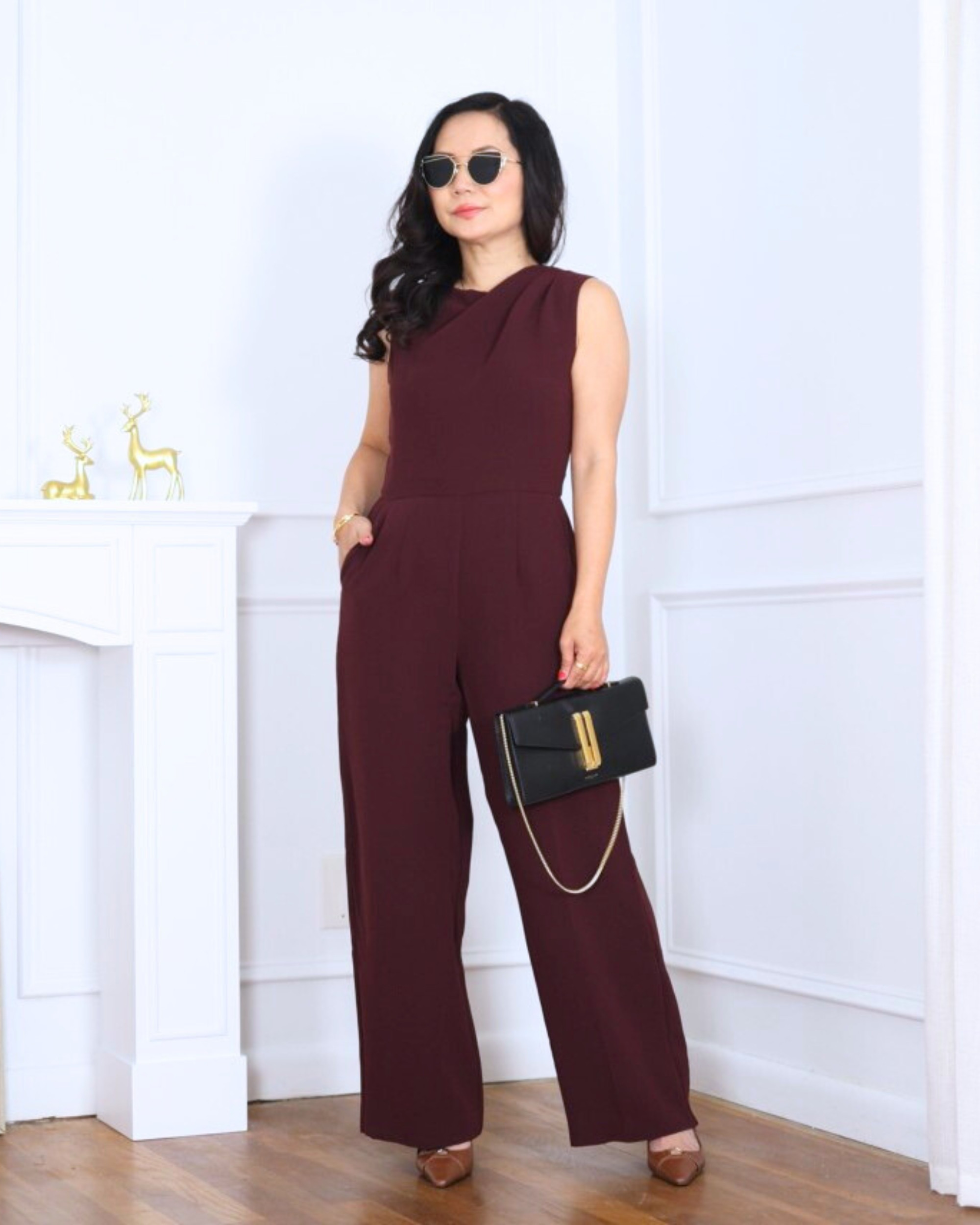 A burgundy jumpsuit that does all the talking — bold, classy, and ready for any holiday moment. Paired with sleek Mango heels for that extra lift and confidence boost. I’m 5’2, wearing size XS.

#LTKPetite #LTKHoliday #LTKOver40