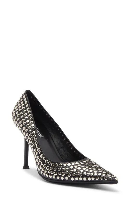 Jeffrey Campbell Risktake Stud Pointed Toe Pump in Black Silver at Nordstrom, Size 9.5 | Nordstrom