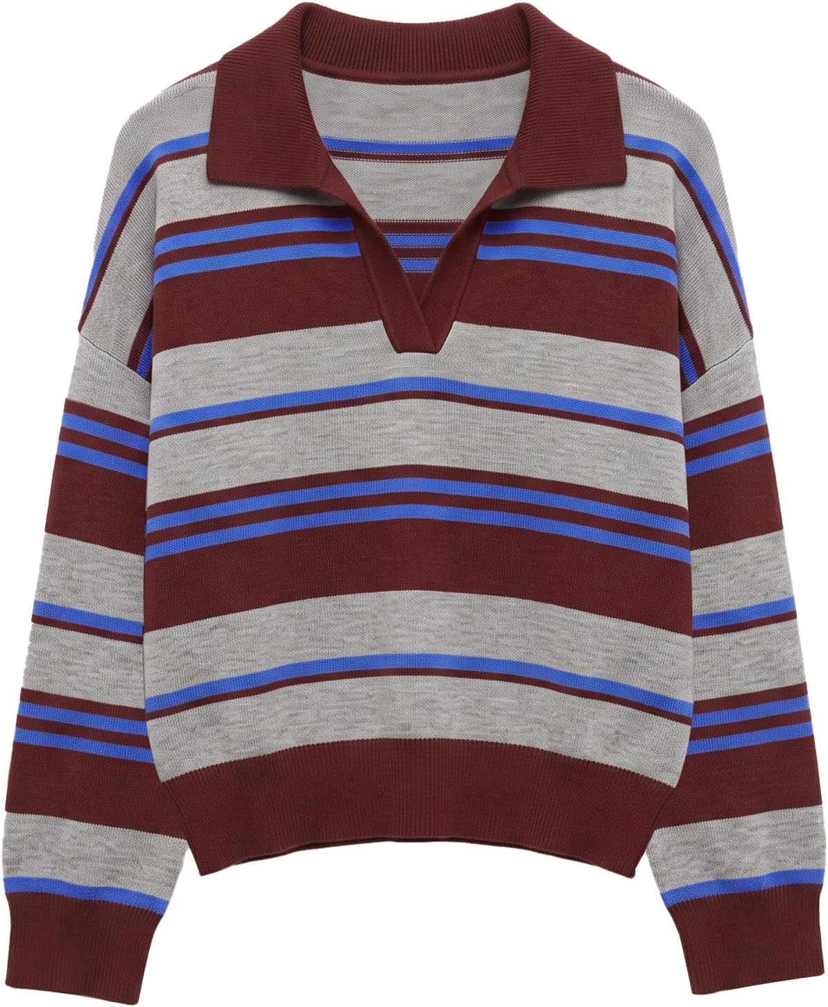 Yimoon Rugby Sweater Women Striped Polo Sweaters | Amazon (US)