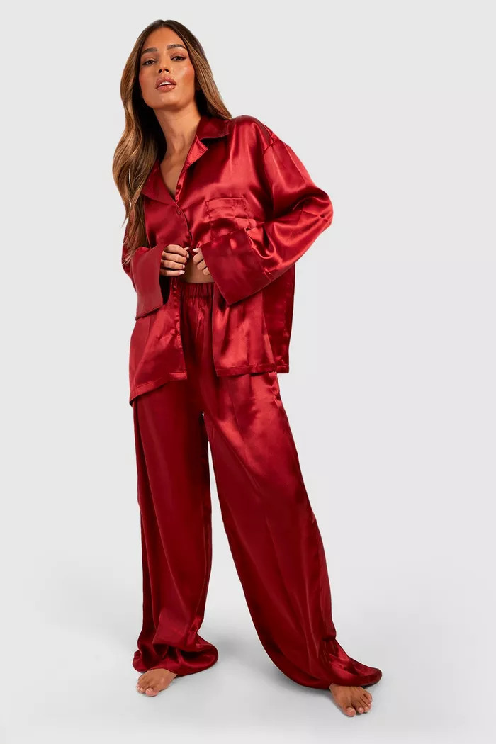 Oversized Satin Pyjama | boohoo (US & Canada)
