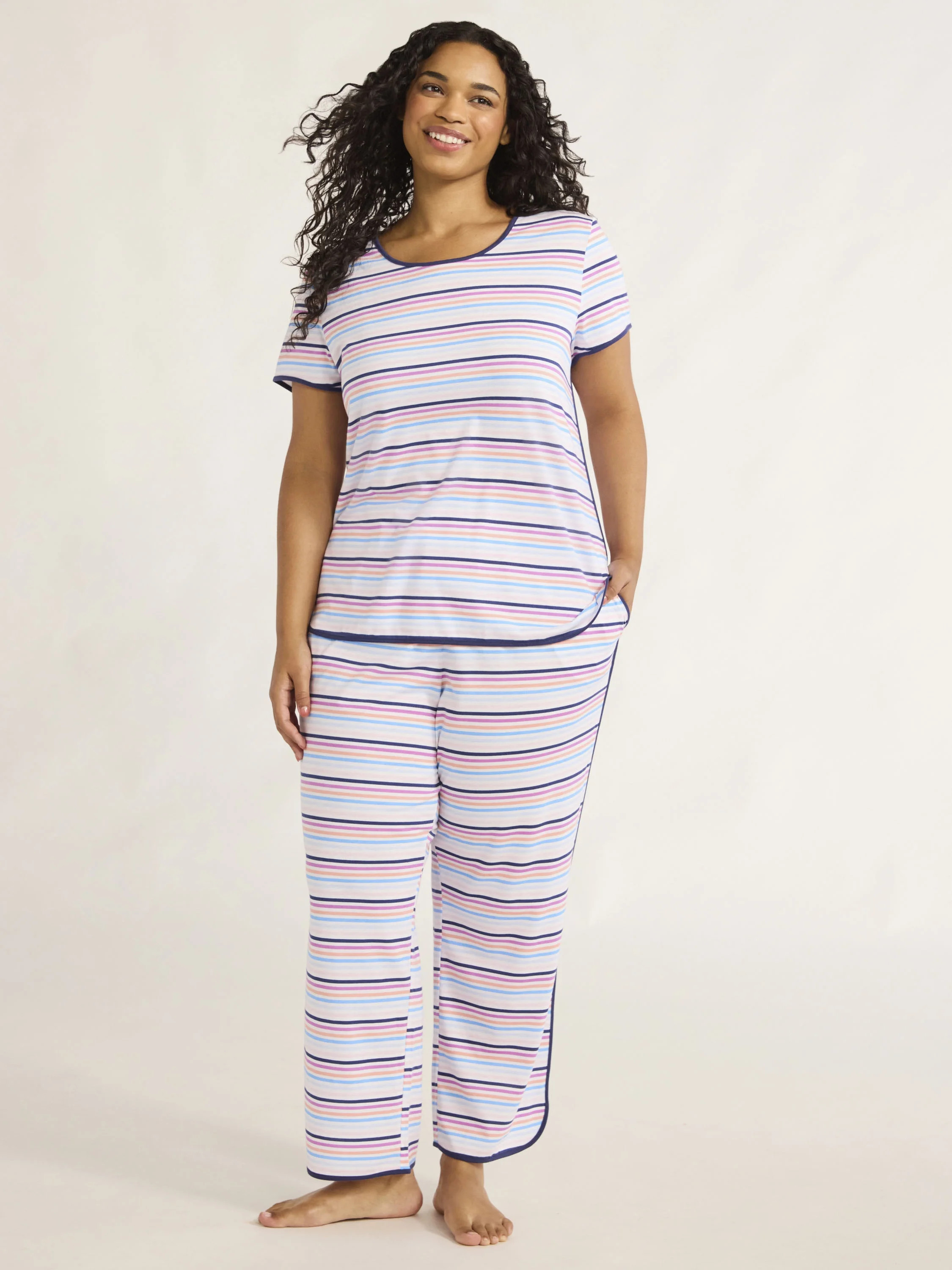 Joyspun Conjunto de Pijama de Dos Piezas para Mujer, Camiseta de Dormir y Pantalones, Tallas XS-3... | Walmart (US)