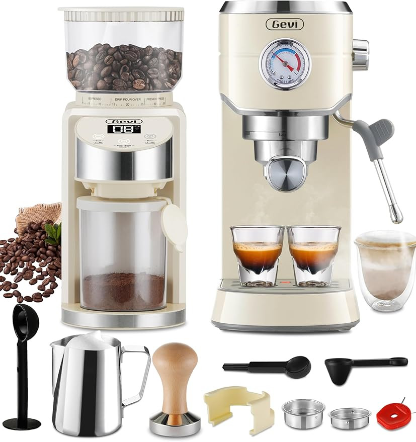 Gevi 20 Bar Espresso Coffee Machine with Burr Grinder Set | 35 Precise Grind Settings | Milk Frot... | Amazon (US)