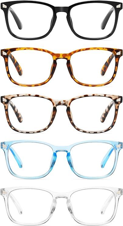 CCVOO 5 Pack Reading Glasses Blue Light Blocking, Filter UV Ray/Glare Computer Readers Fashion Ne... | Amazon (US)
