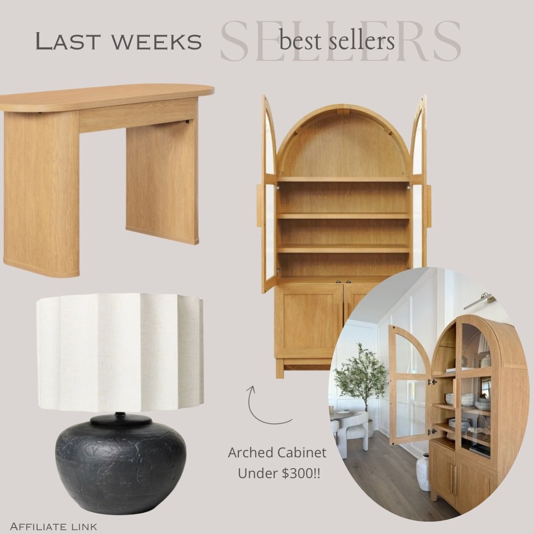 Last Weeks Best Sellers! 

Arched cabinet - under $300
Table lamp - on sale!! 
Vanity desk - under $200! (Works perfect as a vanity or small writing desk) 


Home decor, affordable furniture, vanity desk, display cabinet, table lamp, fluted lamp shade 


#target #walmart #walmartfinds 

#LTKSaleAlert #LTKHome