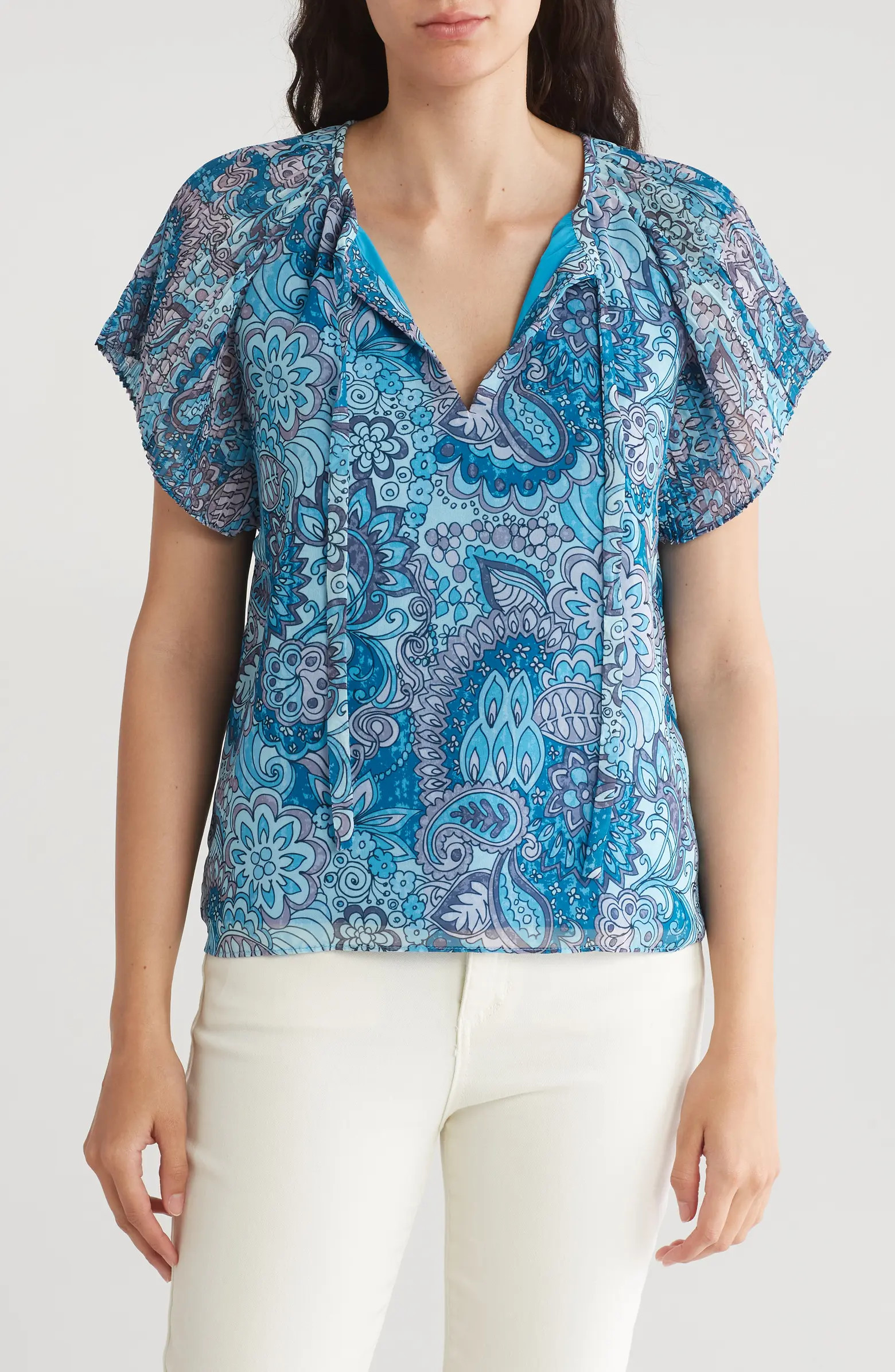 PHILOSOPHY BY RPUBLIC CLOTHING Pleater Flutter Sleeve Top | Nordstromrack | Nordstrom Rack
