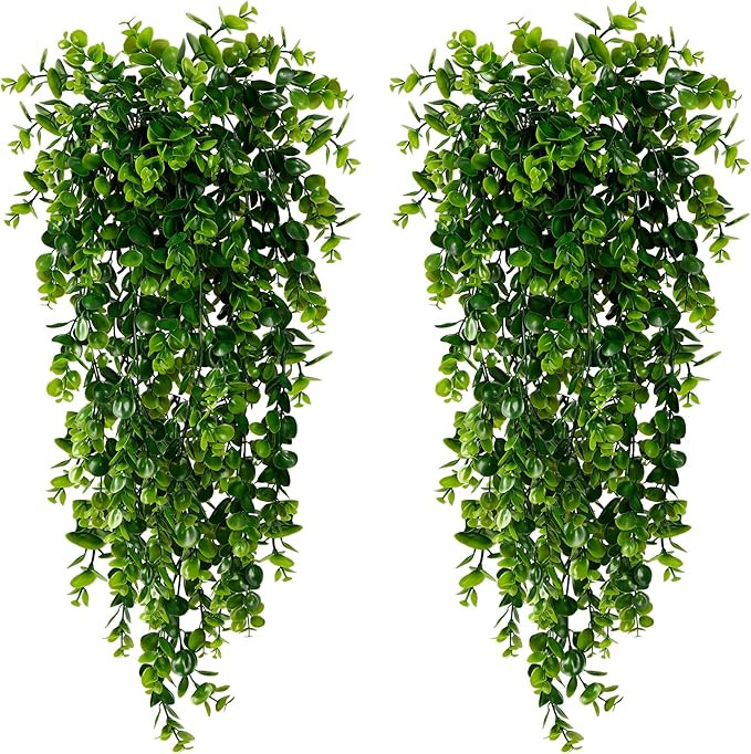 Sggvecsy 4 Pack Artificial Hanging Plants Fake Hanging Plant Faux Hanging Eucalyptus Plants UV Re... | Amazon (US)