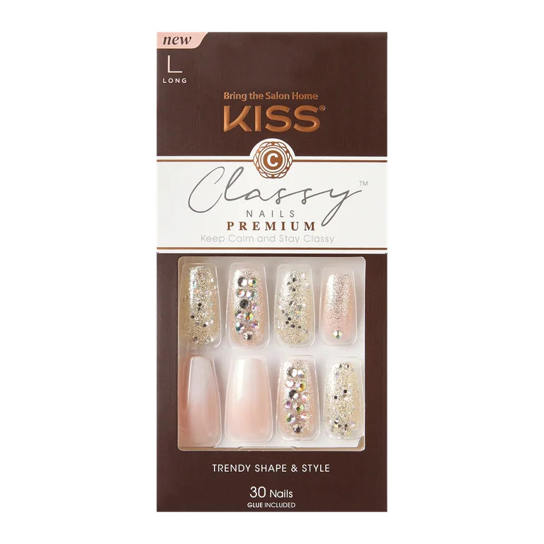 KISS USA Classy Premium Fake Nails, Elegant Lady, 30 Count - Walmart.com | Walmart (US)