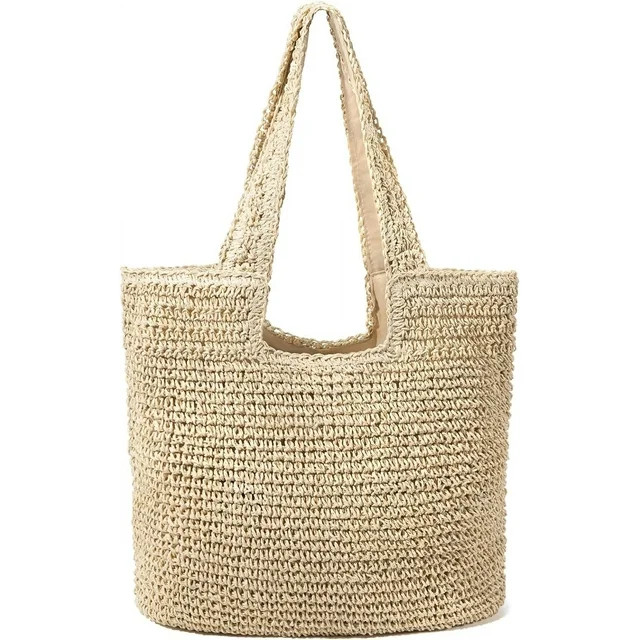 Gocvo Straw Beach Bag for Women Summer Woven Beach Tote Bag Shoulder Handbags Boho Bag | Walmart (US)