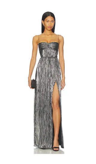 Emmy Gown in Silver & Black Metallic | Revolve Clothing (Global)