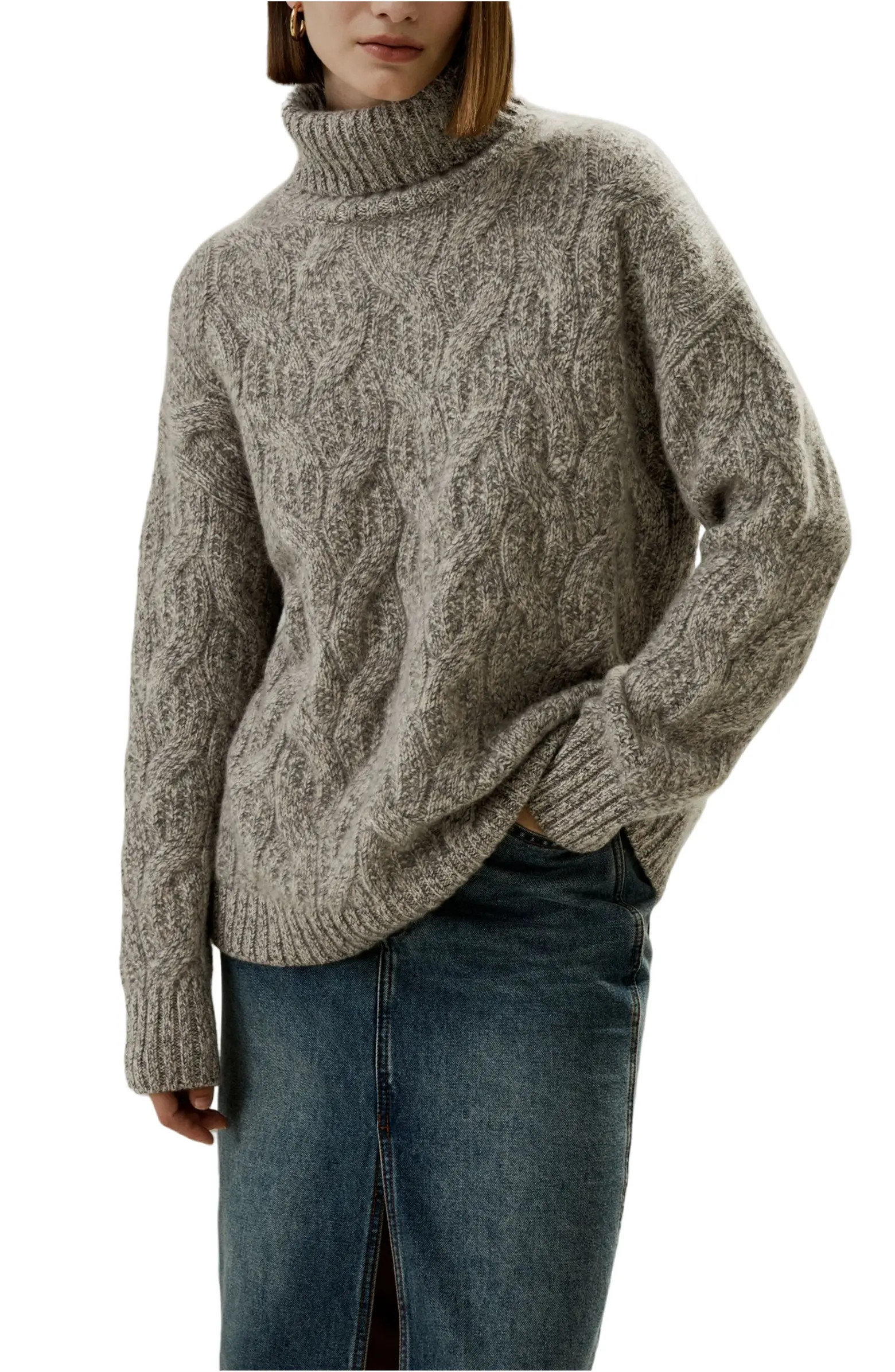 Cable-Knit Cashmere Turtleneck Sweater | Nordstrom