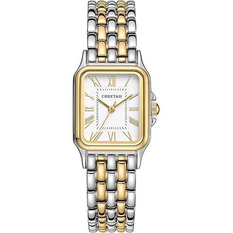 CHEETAH Gold Watches for Women with Small Vintage Bracelet, Rectangular Case Roman Dial | Amazon (US)