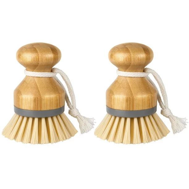 MR.SIGA Bamboo Palm Brush, Scrub Brush for Dishes Pots Pans Kitchen Sink Cleaning, Pack of 2 | Walmart (US)