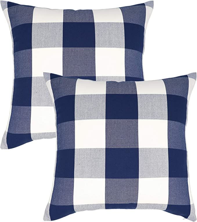 NAVIBULE 18 x 18In Farmhouse Decorative Square Throw Pillow Covers Buffalo Check Plaid Cushion Ca... | Amazon (US)