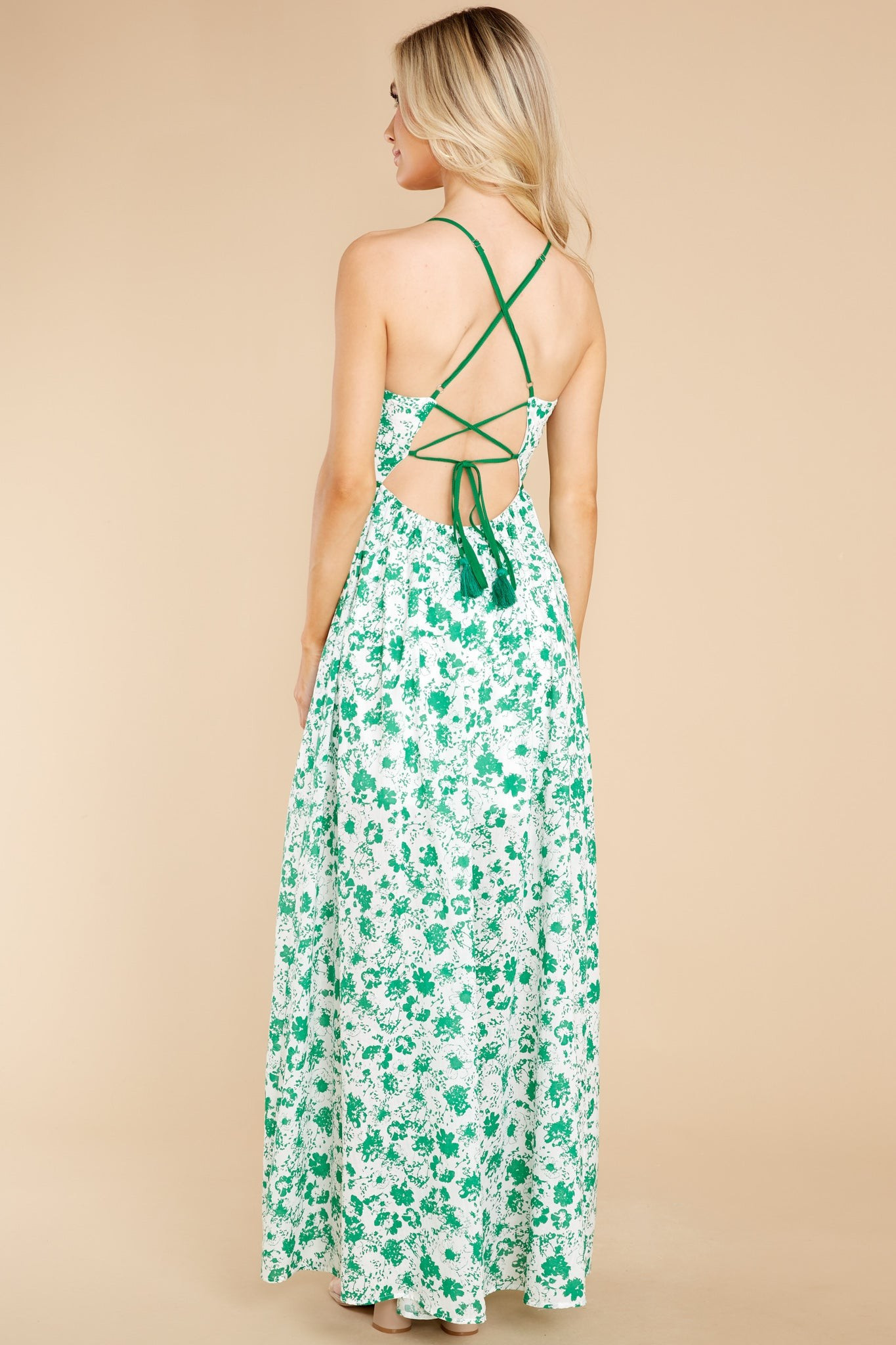 Sweet Laughter Green Floral Print Maxi Dress | Red Dress 
