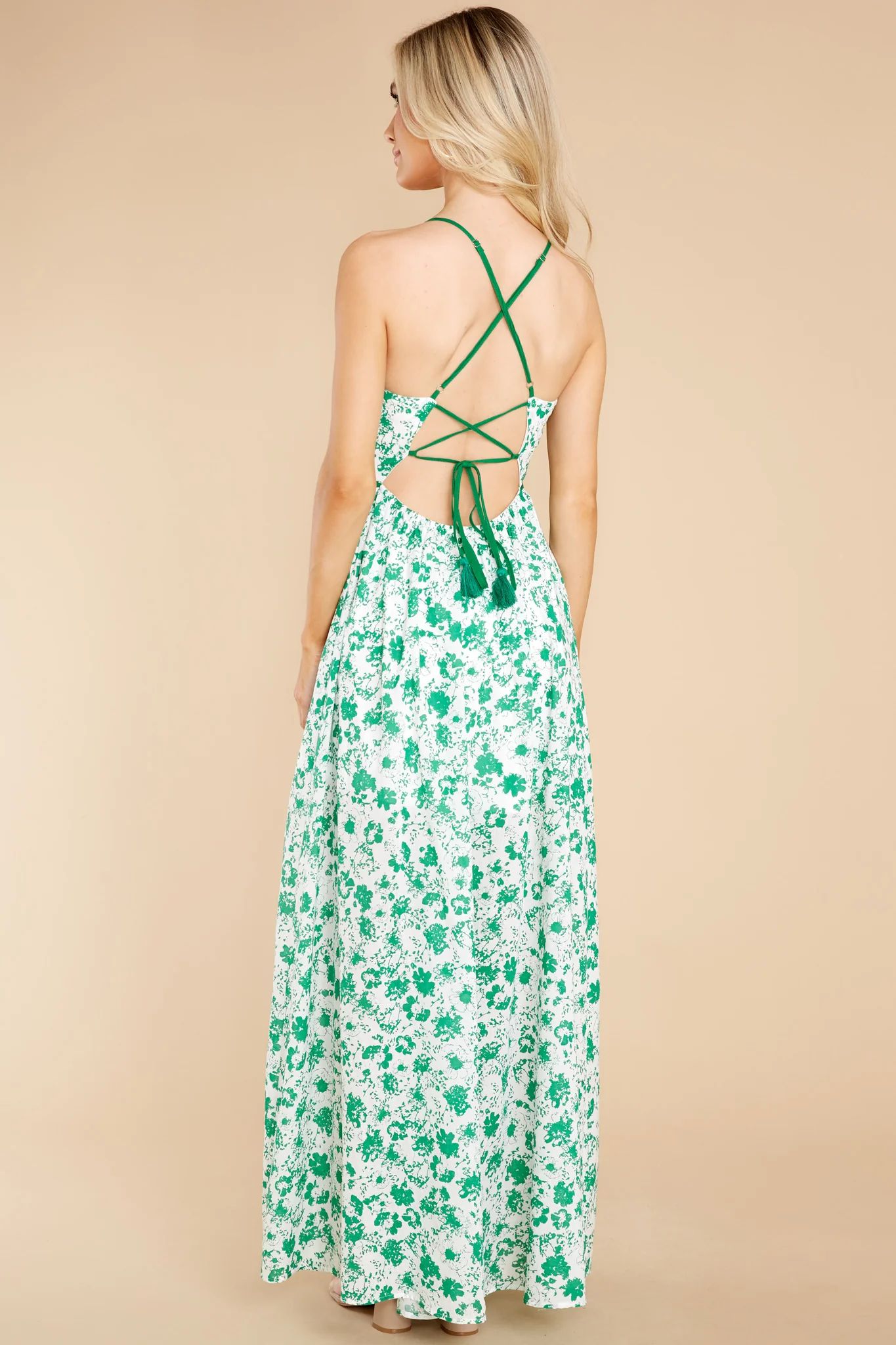 Sweet Laughter Green Floral Print Maxi Dress | Red Dress 