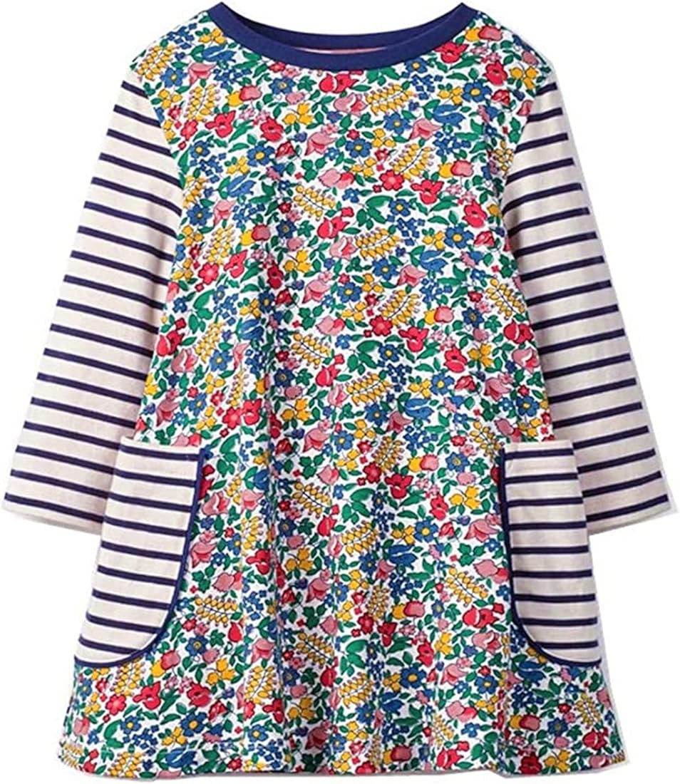 HILEELANG Toddler Girl Dress Long Sleeve Winter Christmas Clothes Cotton Casual Playwear Basic Tu... | Amazon (US)