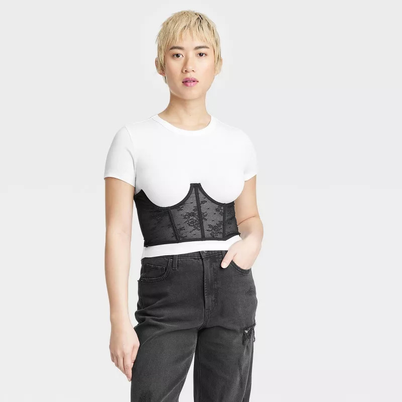 Women's Lace Cupless Corset - Colsie™ Black | Target