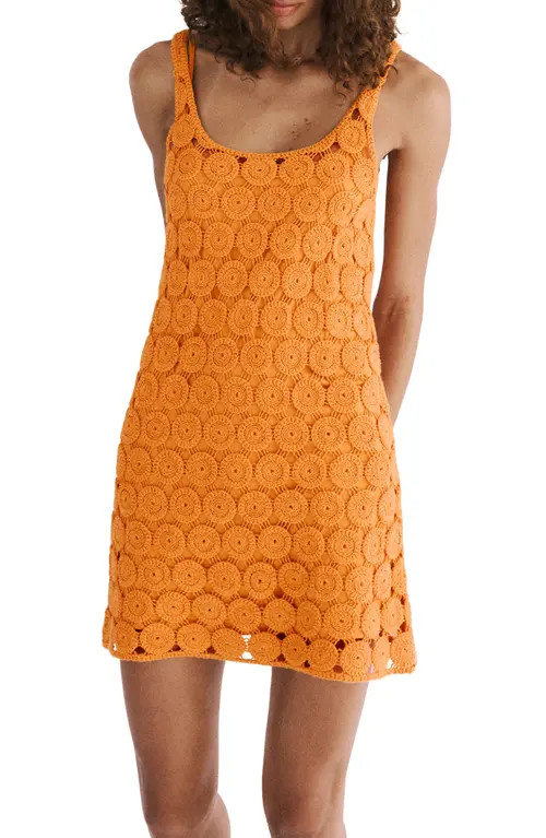 MANGO Crochet Cotton Blend Minidress in Orange at Nordstrom, Size 4 | Nordstrom