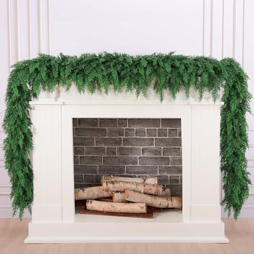 Rowfad 6 Ft Christmas Cedar Pine Garlands, Artificial Cedar Garland, Realistic Green Artificial Greenery Garland for Table, Mantle, Wall, Indoor, Outdoor Christmas Decorations (1, 6 FT) | Amazon (US)