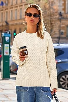 Arach&Cloz Women's Wool Blend Cable Knit Fall Winter Chunky Oversized Sweaters 2025 | Amazon (US)