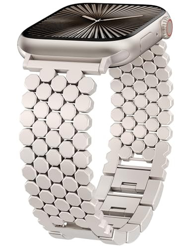 Minyee Compatible with Apple Watch Band Women 41/40/38/44/45/46/49/42mm, Dressy Honeycomb Pretty ... | Amazon (US)