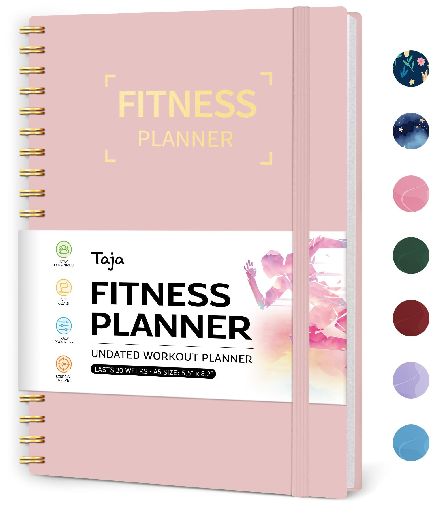 Fitness Workout Journal for Women & Men, A5(5.5" x 8.2") Workout Log Book Planner for Tracking, P... | Amazon (US)
