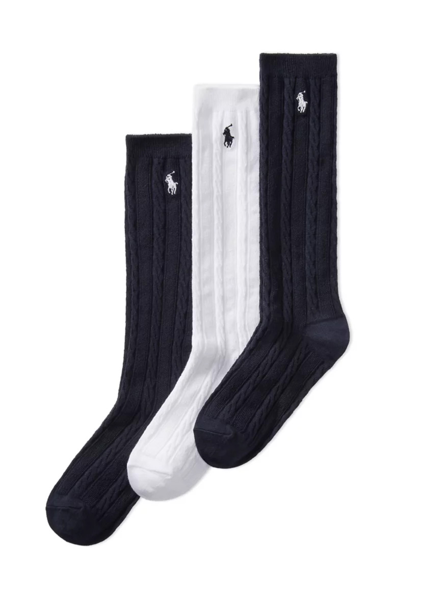 Girls Knee High Cable 3 Pack of Socks | Belk