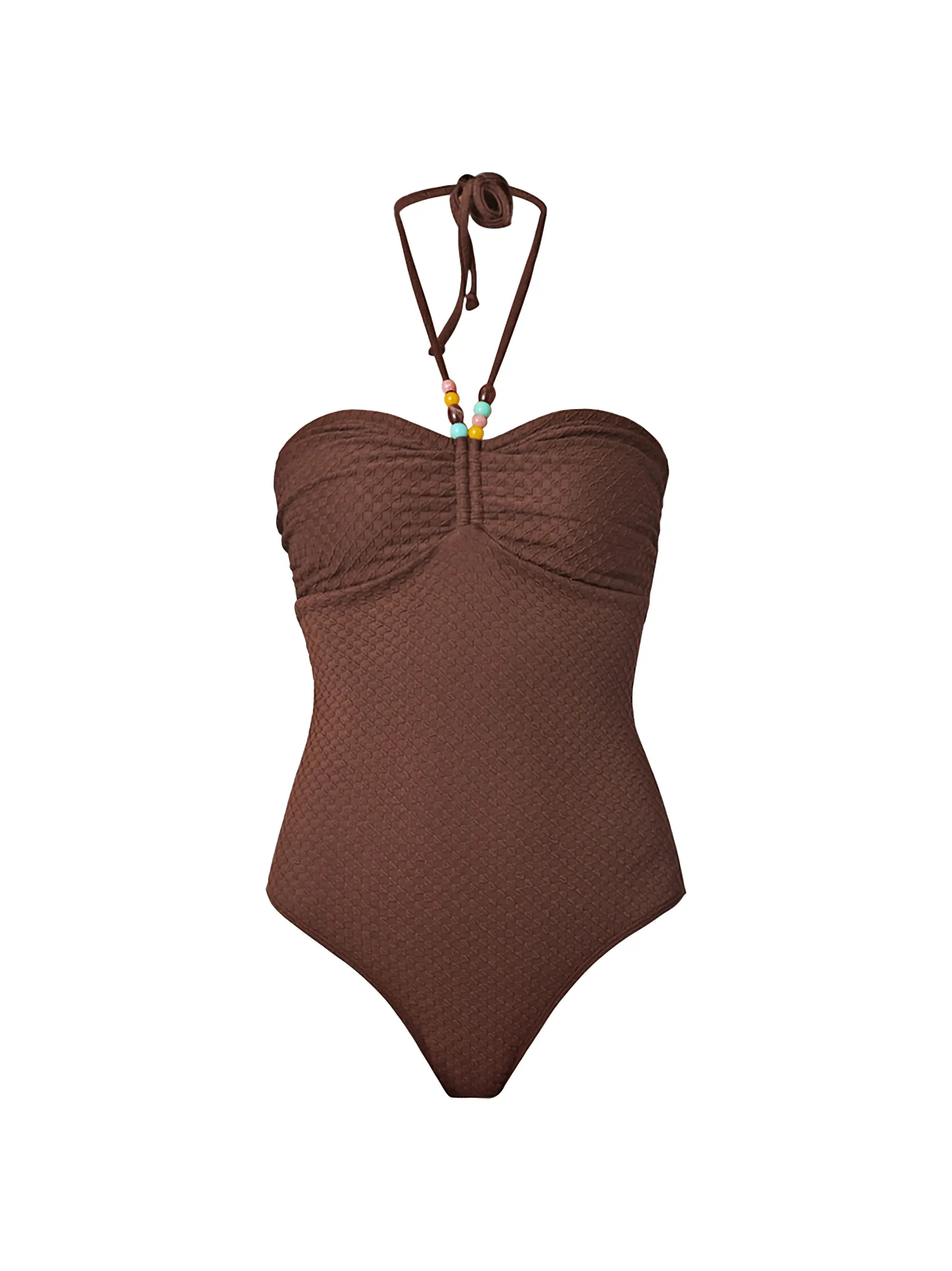Shoshanna Halterneck Cinched One-Piece Swimsuit | Saks Fifth Avenue | Saks Fifth Avenue
