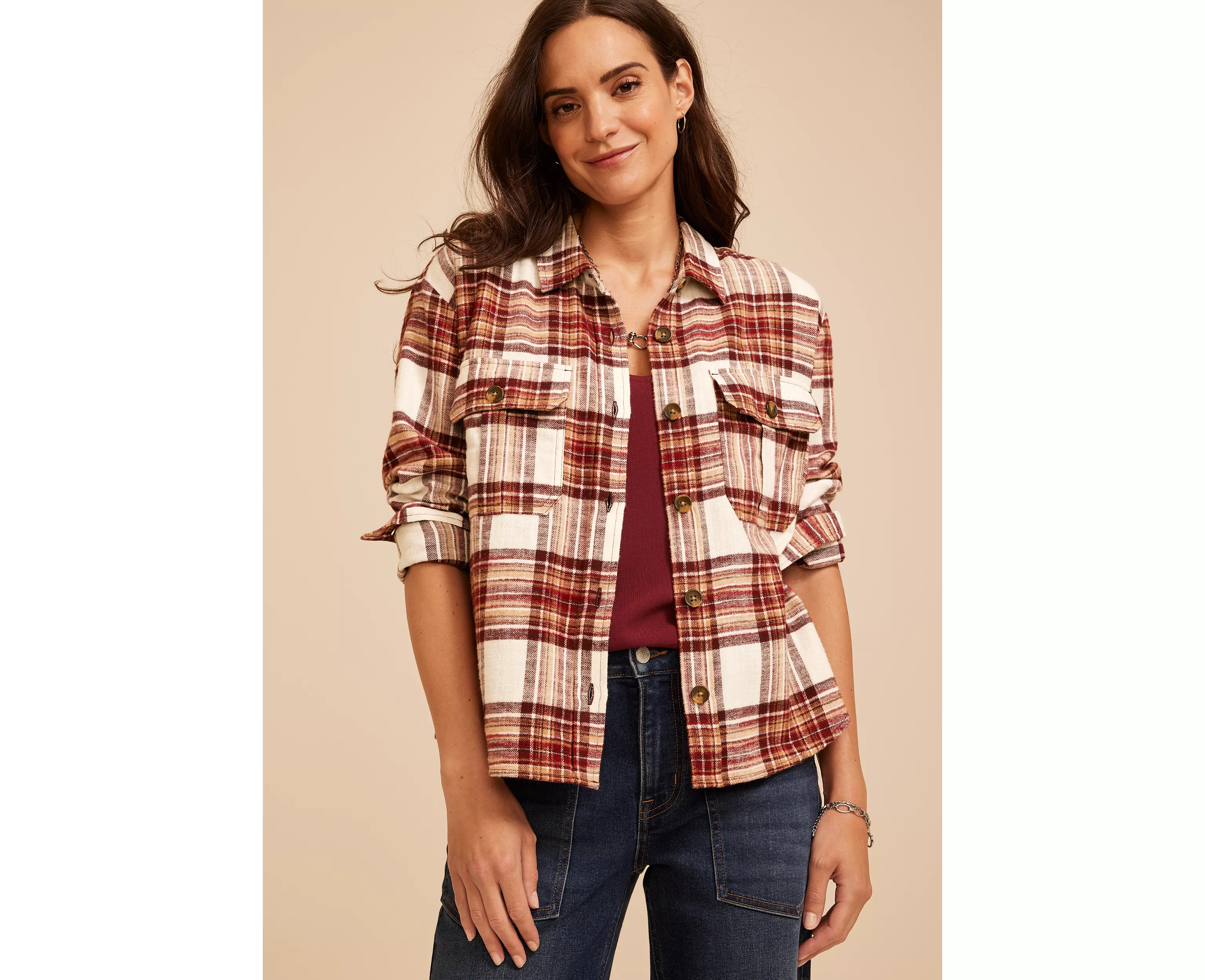 Plaid Utility Button Down Shirt | maurices | Maurices