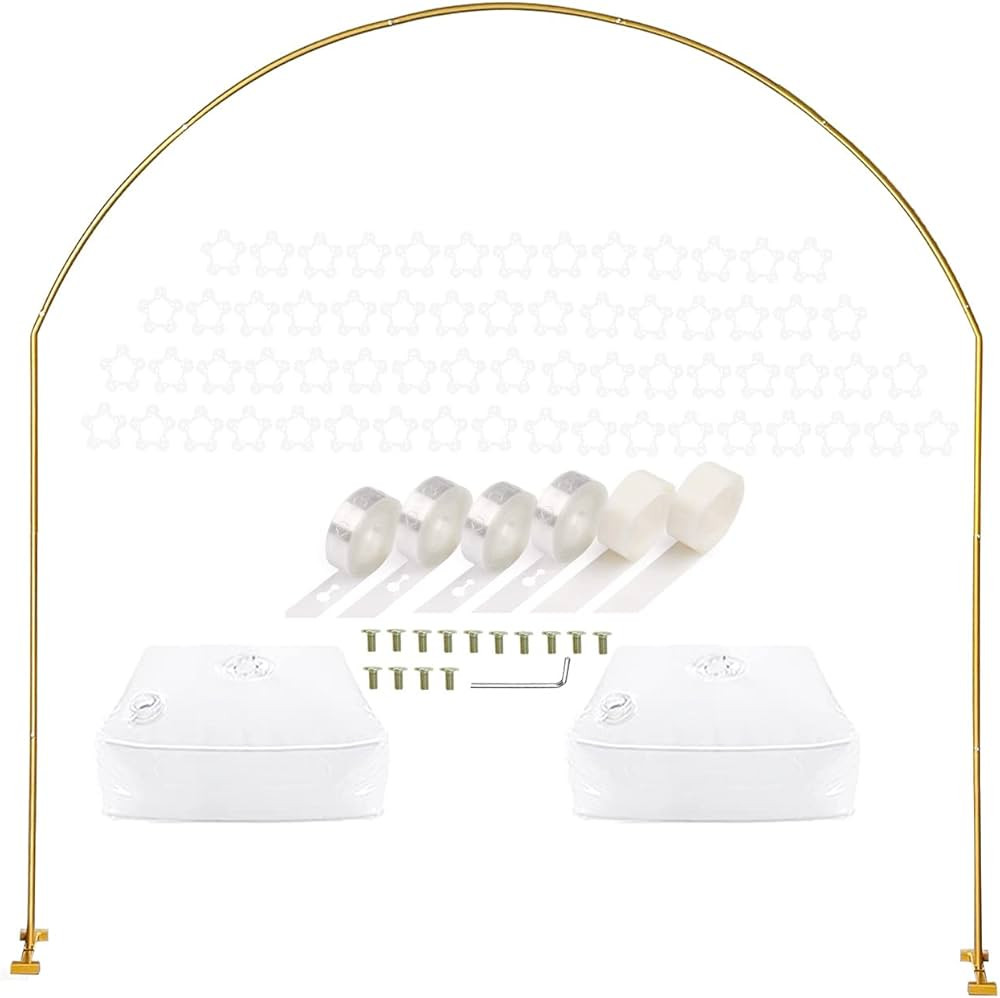 LANGXUN 7.8Ft Metal Gold Balloon Arch Kit, Semi-circular Balloon Arch Stand with Water Bases for ... | Amazon (US)