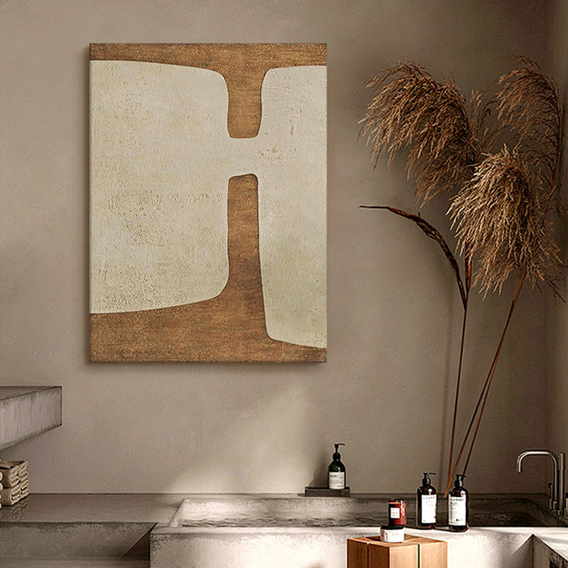 Modern 3D Wall Decor for Living Room Home Abstract Art Painting in Beige & Brown | Homary