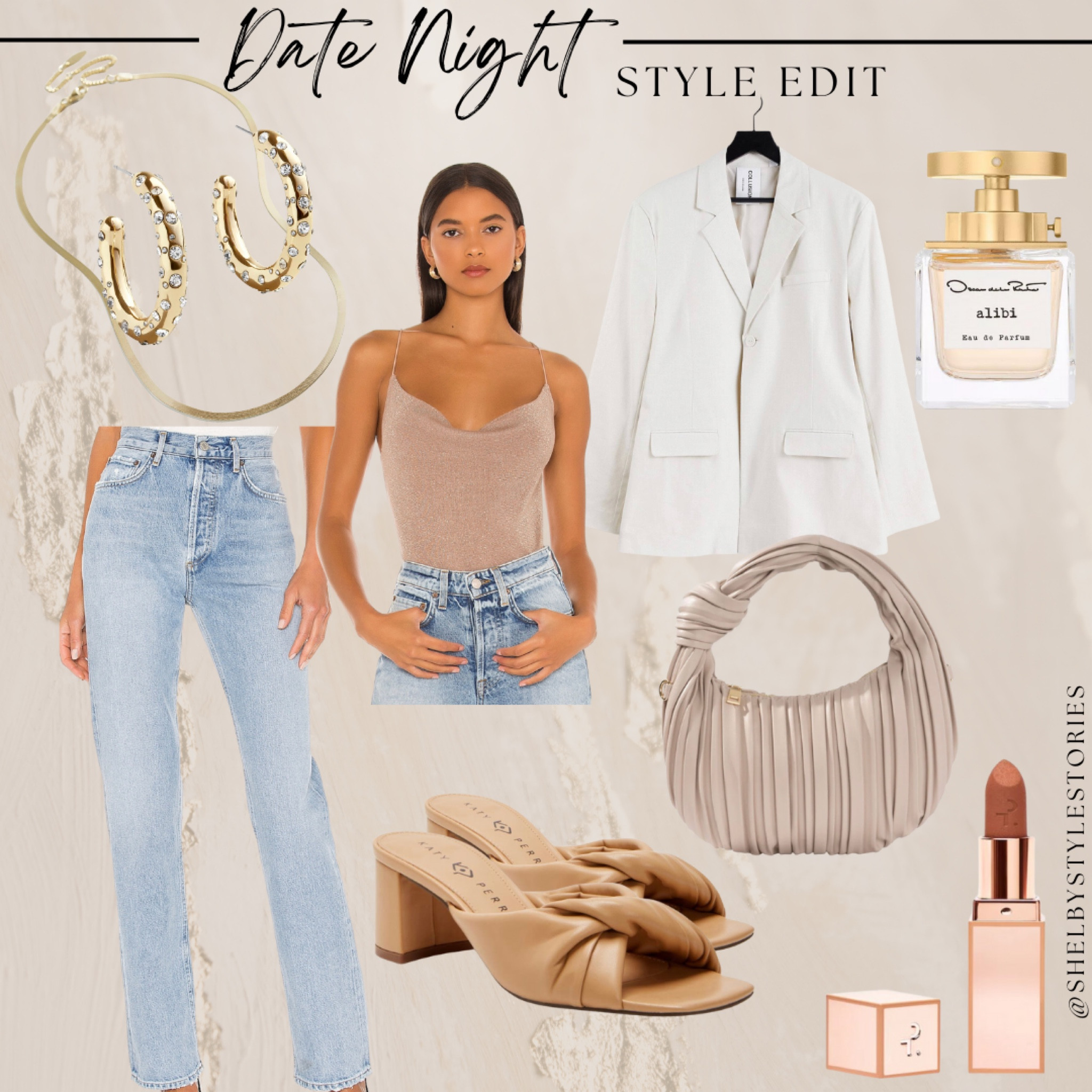 Spring date night style edit! Obsessed with these jeans and this metallic cowl neck top! Add a blazer for a chilly day and these super cute sandals that will take you from spring into summer! Don’t forget some gold jewelry too!

#LTKstyletip #LTKunder50 #LTKunder100