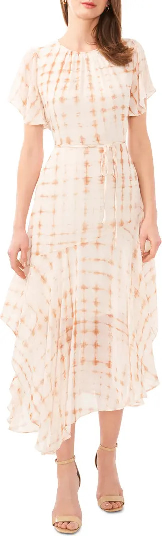 Print Flutter Sleeve Asymmetric Dress | Nordstrom