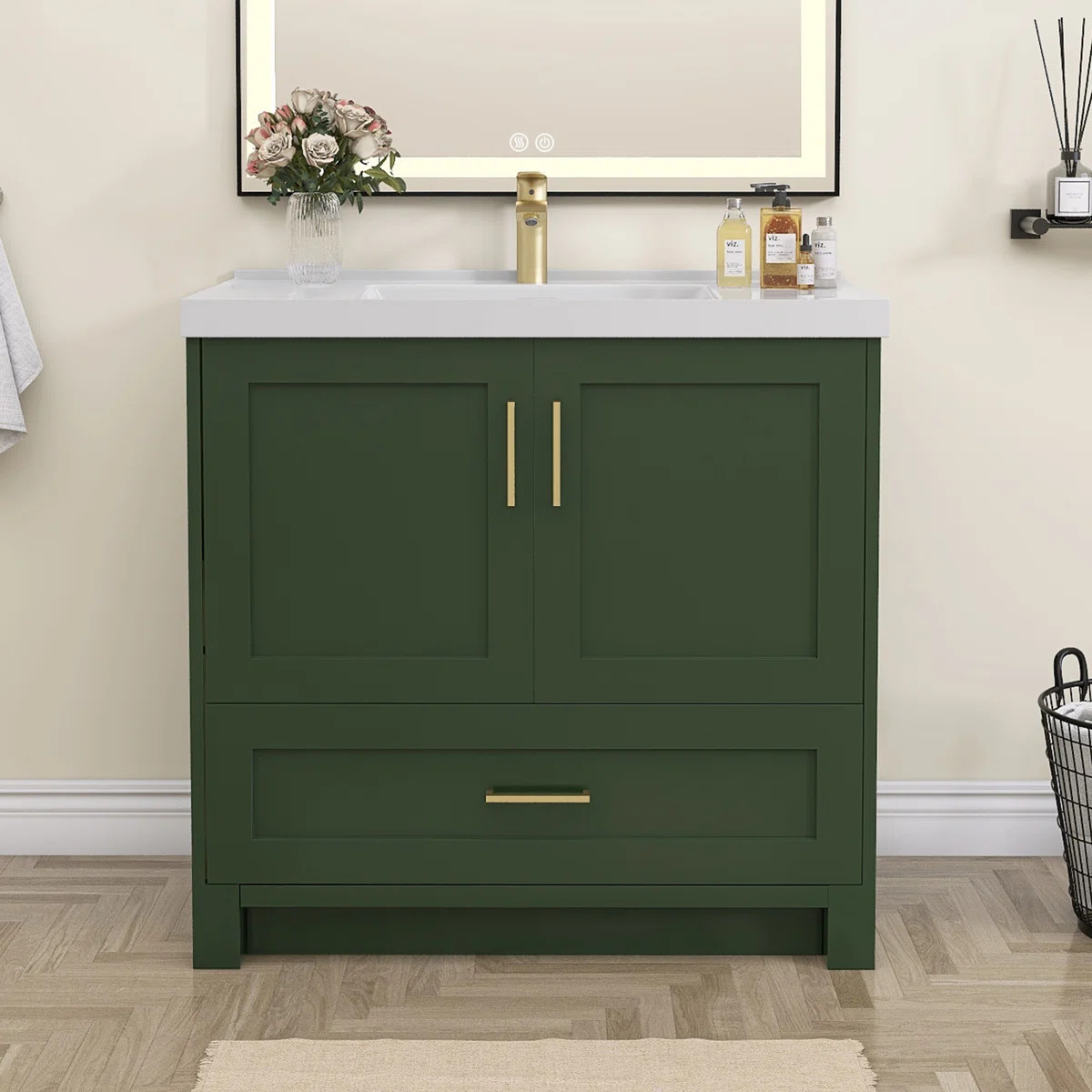 Mercer41 Rosemma 36'' Freestanding Single Sink Bathroom Vanity Wooden Stand Alone Vanity Cabinet ... | Wayfair North America