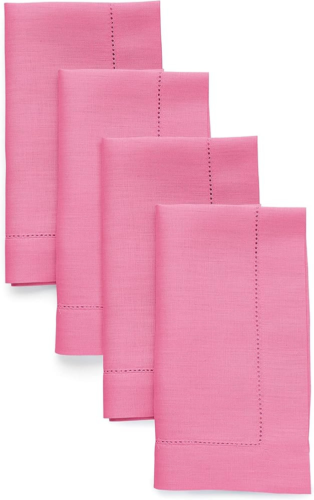 Solino Home Linen Dinner Napkins 20 x 20 Inch – 100% Pure Linen Flamingo Pink Cloth Fabric Napk... | Amazon (US)
